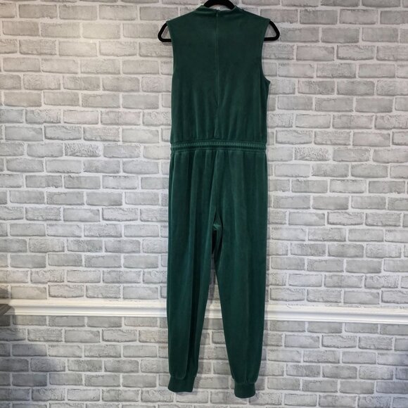JUICY COUTURE Sleeveless Velour Jumpsuit Jade Green Small Casual Loungewear - Picture 2 of 10